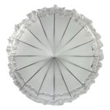 Boutique FRILLED Pagoda Umbrella White w/white handle